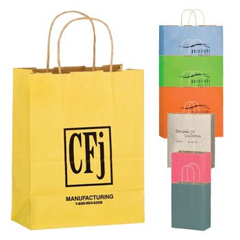 Imprinted Matte Paper Shopping Bags - 8 X 4.75 X 10.5