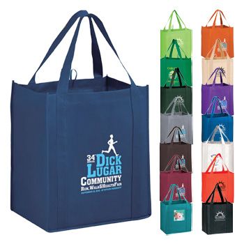 Imprinted Y2K Heavy Grocery Bags W/ Loop - 12 X 8 X 13