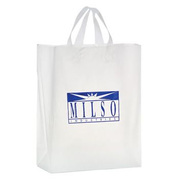 Imprinted Frosted Softloop Shoppers - 8 X 4 X 11