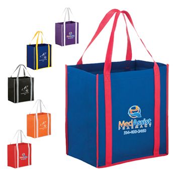 Imprinted Two-Tone Tote with Inserts - 12 X 8 X 13