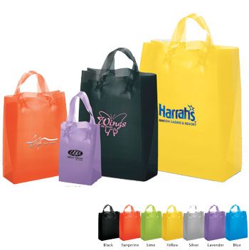 Imprinted Frosted Colored Shoppers - 10 X 5 X 13