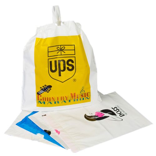Custom Draw Tape Plastic Bags - 16 X 18 + 4