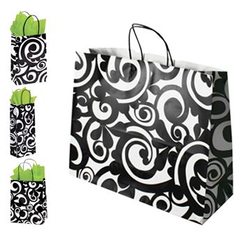 Bold Scroll Paper Shopping Bags - 5.5 X 3.25 X 8.37