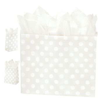 Polka Dot Pearl Paper Shopping Bags - 8 X 4.75 X 10.5