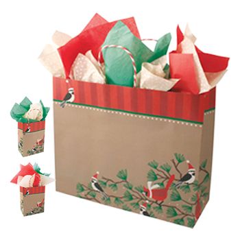 Snowbirds/Kraft Paper Shopping Bags - 5.5 X 3.25 X 8.37