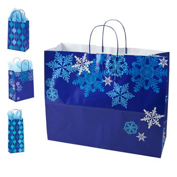 Snowflake Swirl/Waterfall Paper Shop Bag - 5.5 X 3.25 X 12.5