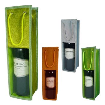 Metallic & Velvet Wine Bags - 4 x 4 x 14