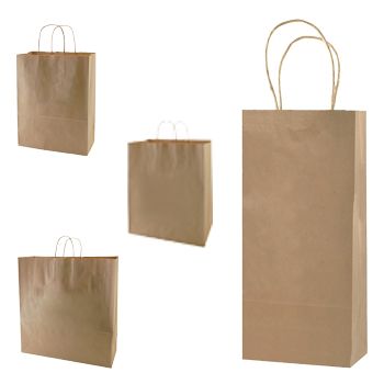 Natural Kraft Shopping Bags - 13 X 6 X 16