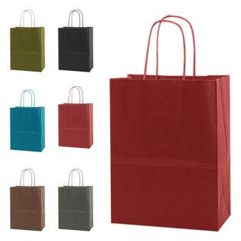 Solid Tinted Kraft Shopping Bags - 8 X 4.75 X 10.25