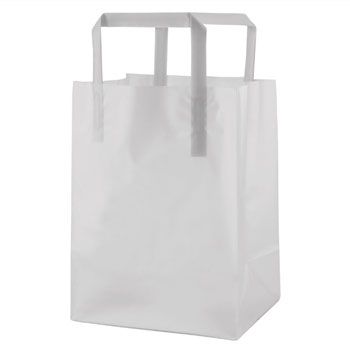 Frosted Tri-Fold Handle Bags - 5.25 X 3.25 X 13