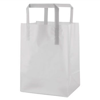 Clear Frosted Plastic Shopping Bags - 16” x 6” x 19” - Case of 200