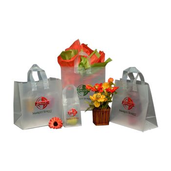 7.75x3.5x15 Clear Frosted Plastic Tote Bags - 3.5 Mil