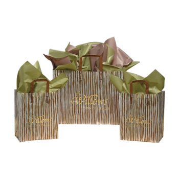 Imprinted Frosted Bag With Brown Bamboo - 16 X 6 X 12