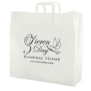 Imprinted Frosted Tri-Fold Handle Bags - 16 X 6 X 16