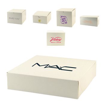 Imprinted White Gloss Gift Boxes - 6 X 4.5 X 4.5