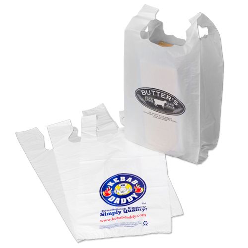 Custom Printed Supermarket T-Shirt Bags - 10.5 X 6 X 21