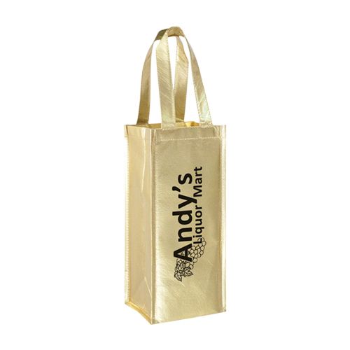 Imprinted Metallic Wine Collection Bags - detailed view 2