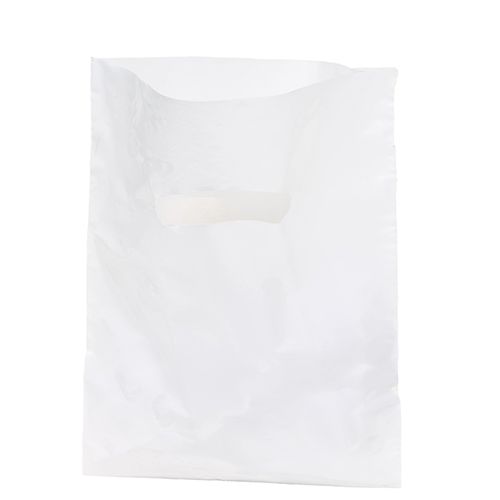 White Die Cut Handle Bags - 12 x 15 + 3