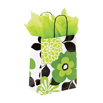 Bold Floral/Chevron Paper Shopping Bags - 5.5 X 3.25 X 8.37