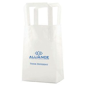 Imprinted Frosted Tri-Fold Handle Bags - 5.25 X 3.25 X 13